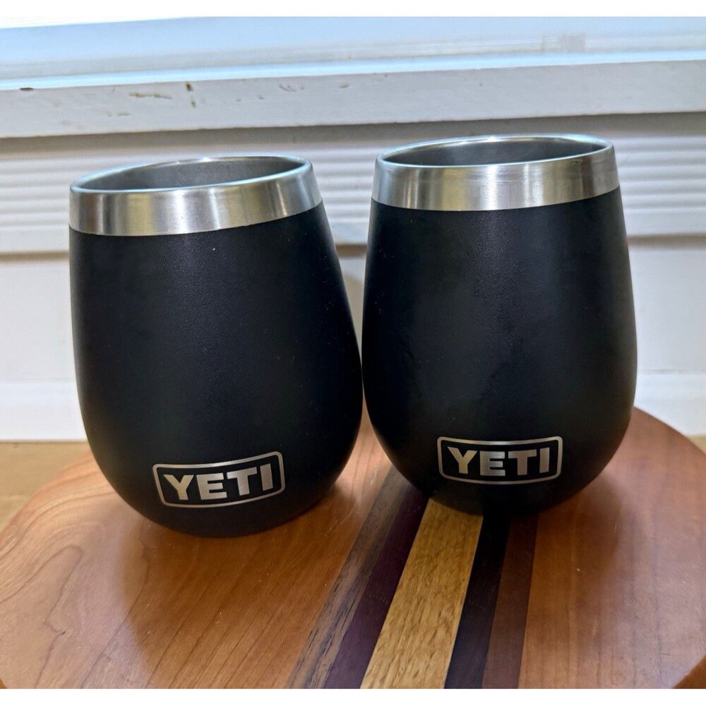 YETI Rambler Set of 2 10 oz Wine Tumbler Black Stainless Steel Insulated